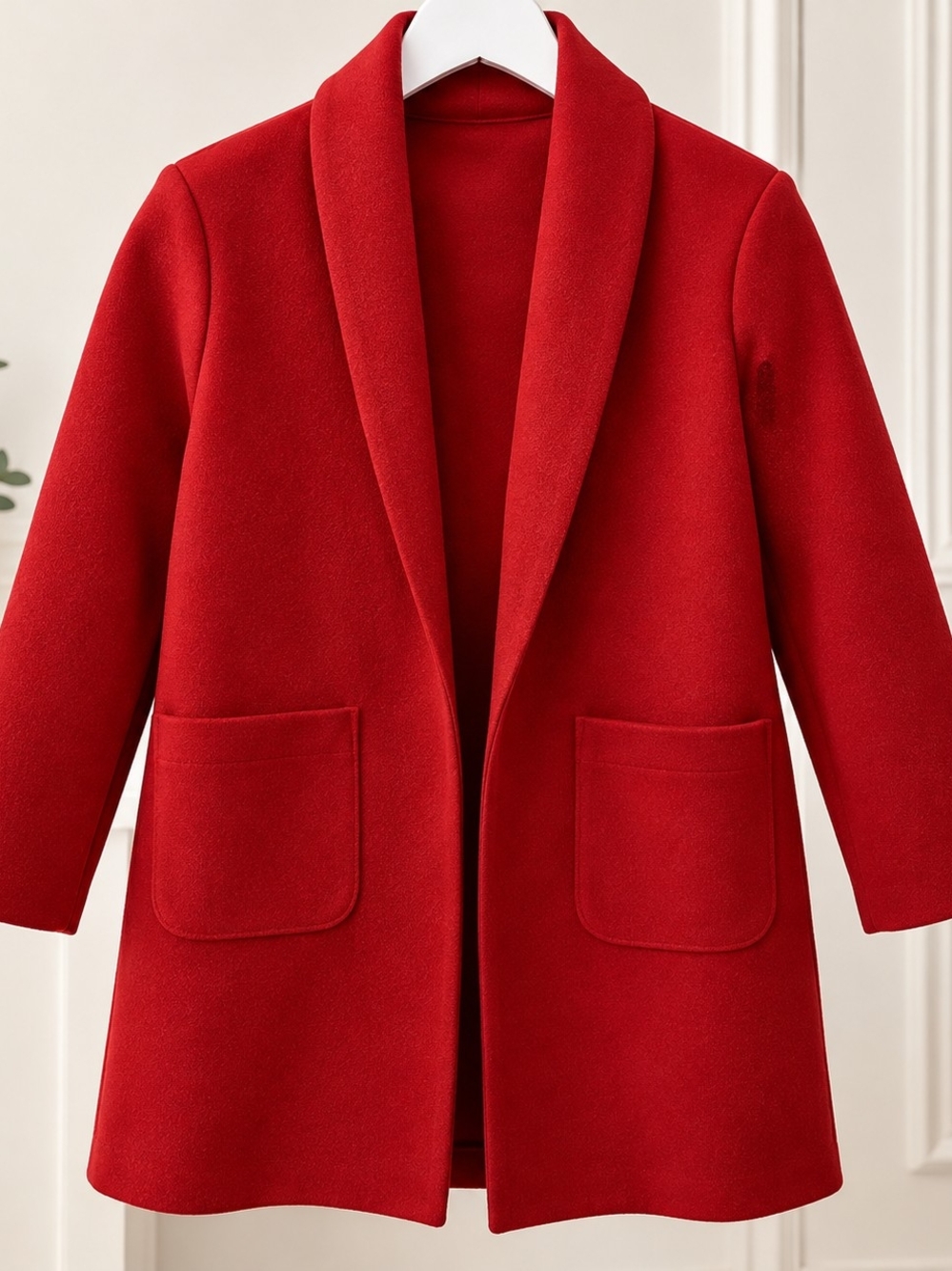 Red Women's Shawl Collar Coat - Unbranded